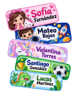 Etiquetas escolares personalizadas con nombre y diseños