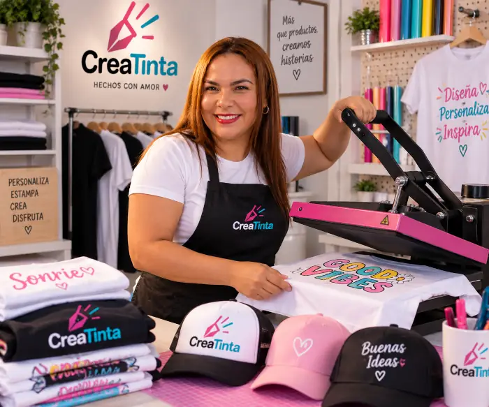 Proceso de personalización de prendas en el taller de CreaTinta