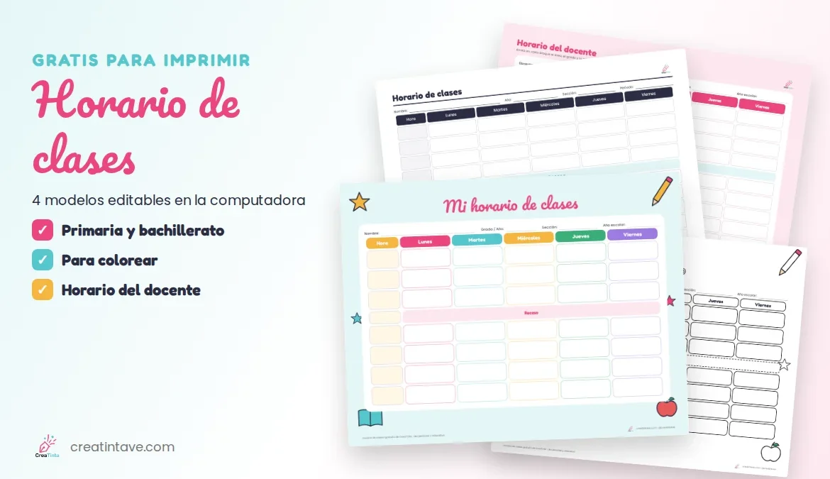 Horario de clases para imprimir: formatos gratis para primaria, bachillerato y docentes