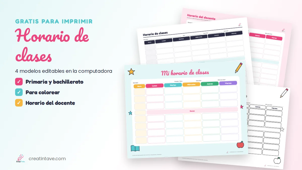 Horario de clases para imprimir: formatos gratis para primaria, bachillerato y docentes
