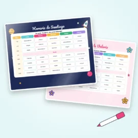 Horario escolar personalizado con temática del espacio y de flores
