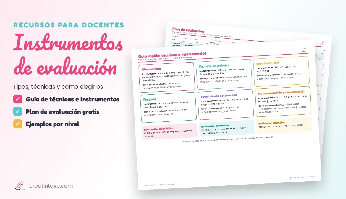 Instrumentos de evaluación: guía de técnicas e instrumentos y plan de evaluación gratis