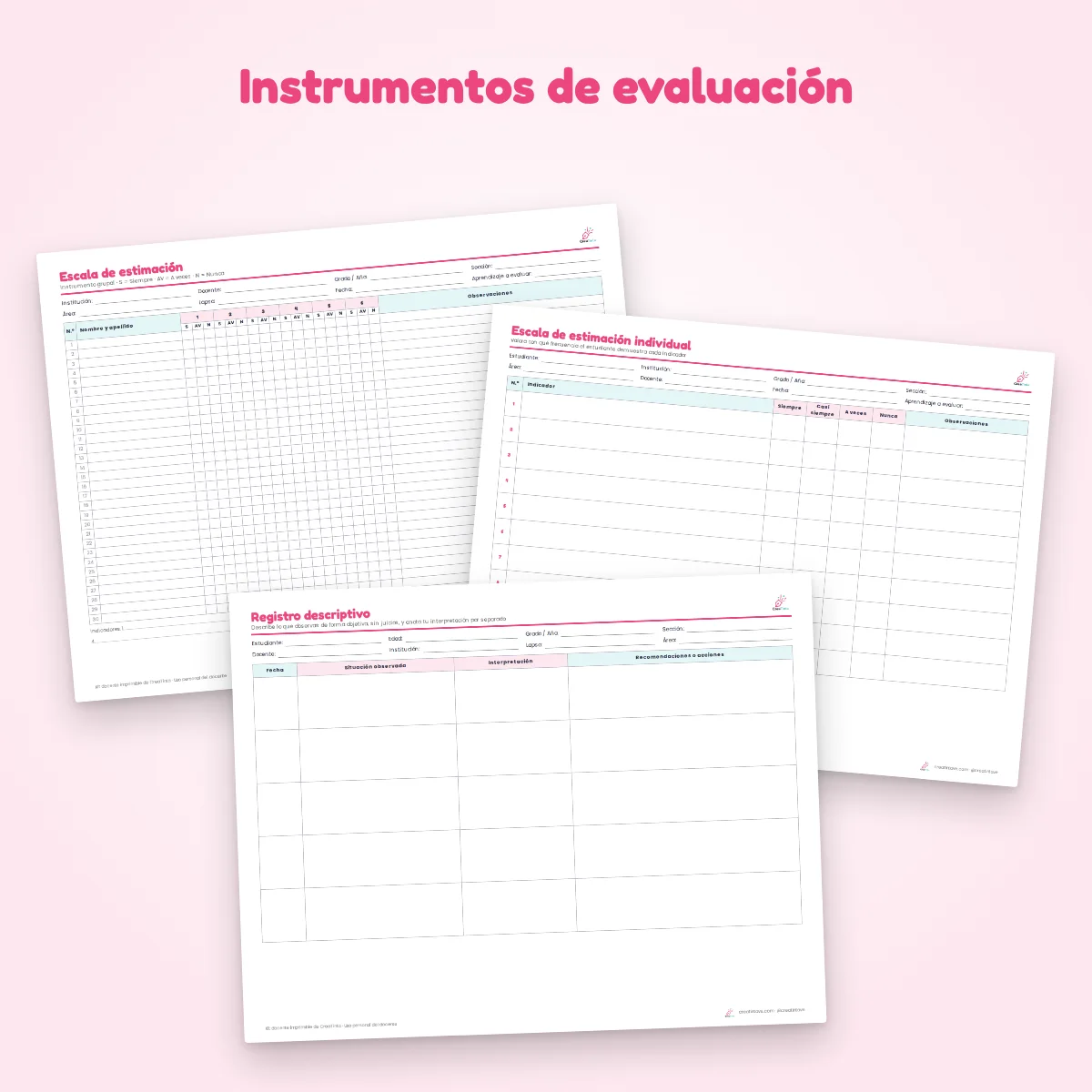 Escala de estimación y registro descriptivo para docentes