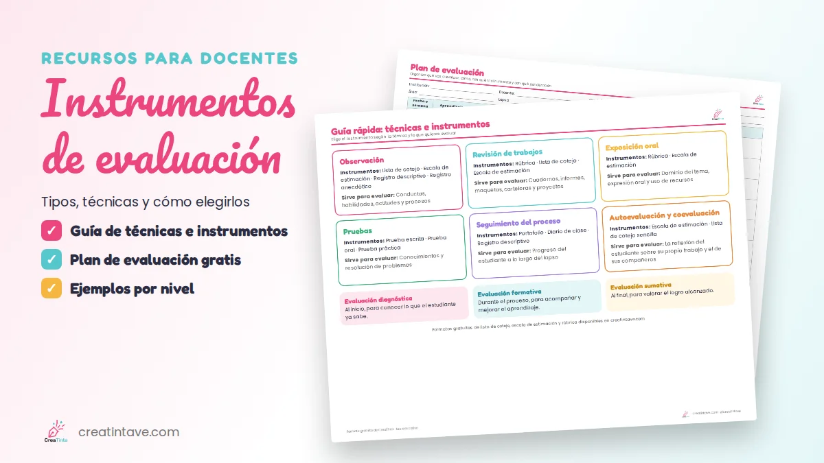 Instrumentos de evaluación: guía de técnicas e instrumentos y plan de evaluación gratis