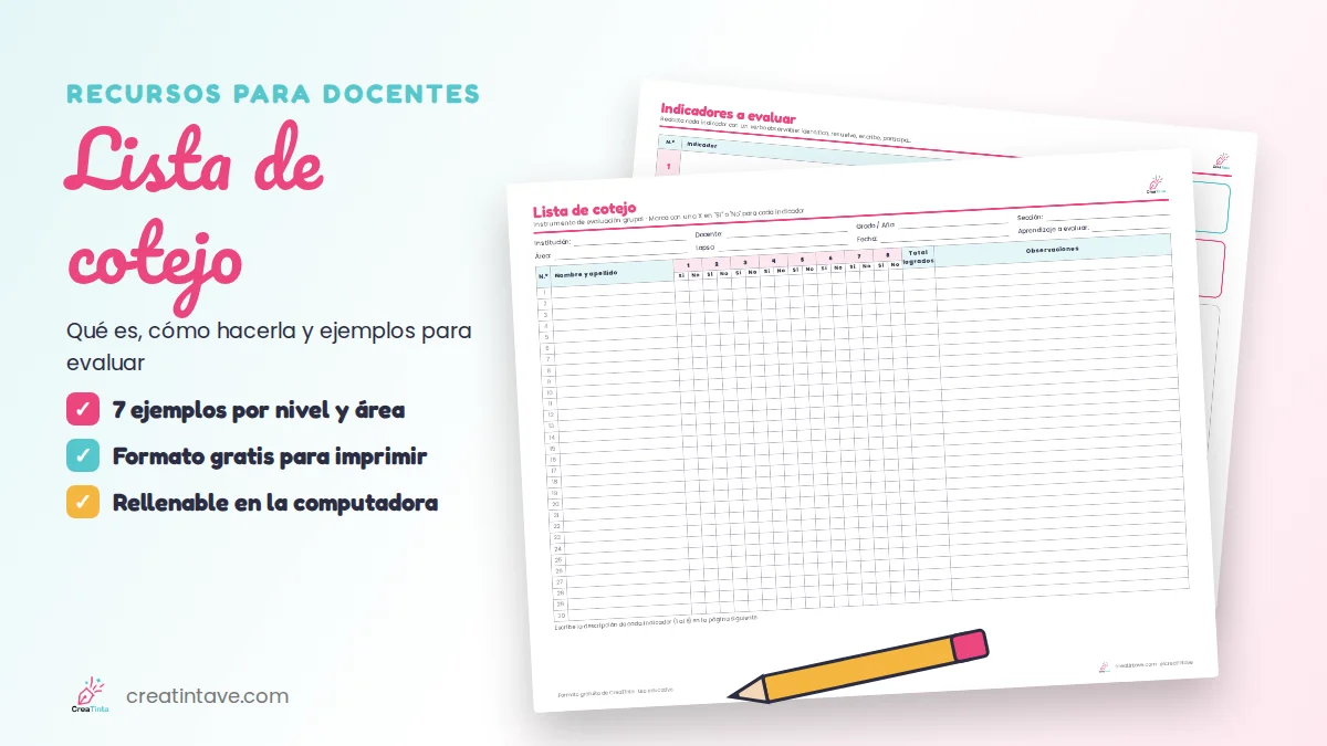 Lista de cotejo: formato gratis para imprimir con ejemplos para evaluar