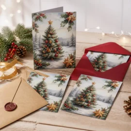 Tarjetas navideñas personalizadas impresas con sobre