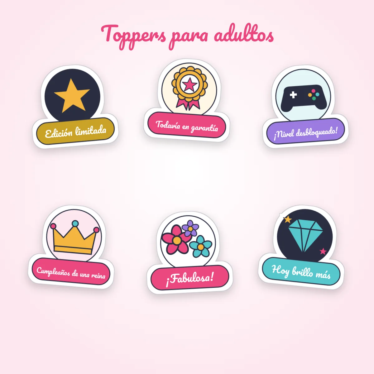 Toppers de cumpleaños para adultos para imprimir