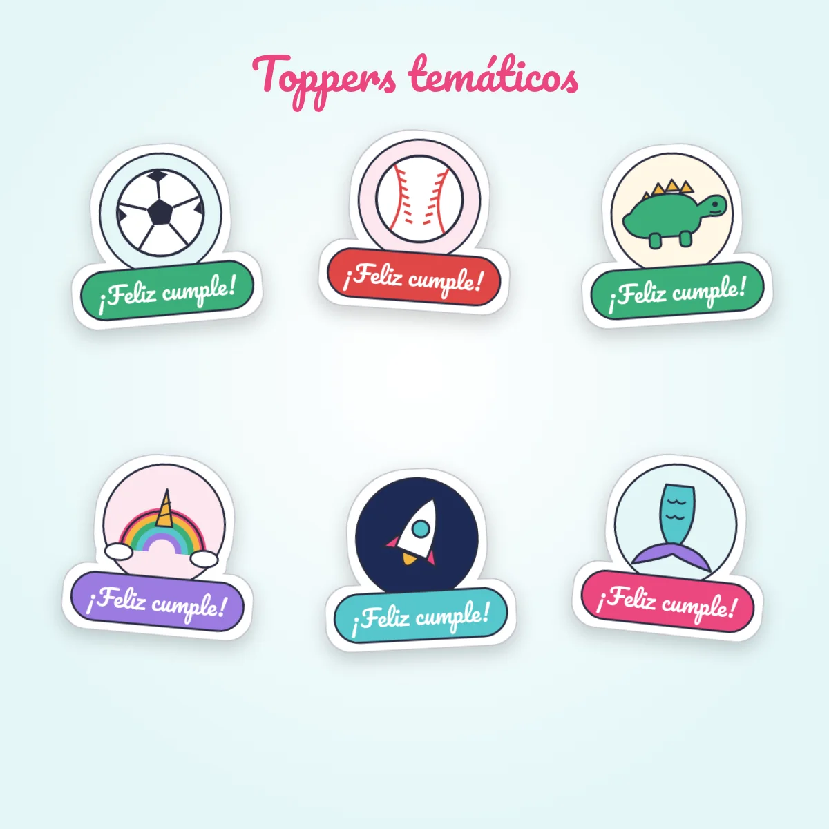 Toppers temáticos de cumpleaños para imprimir para niños